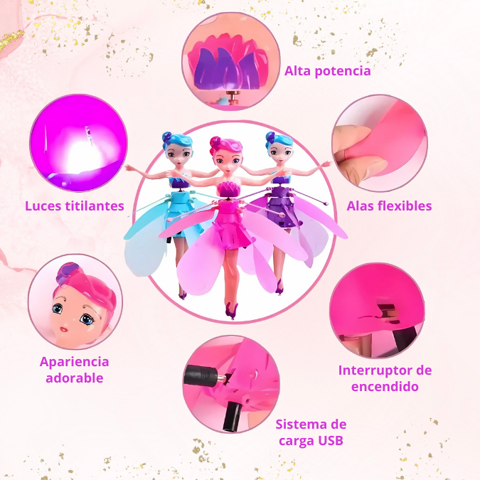 HADA MÁGICA VOLADORA - Con Sensor Recargable y Luces LED