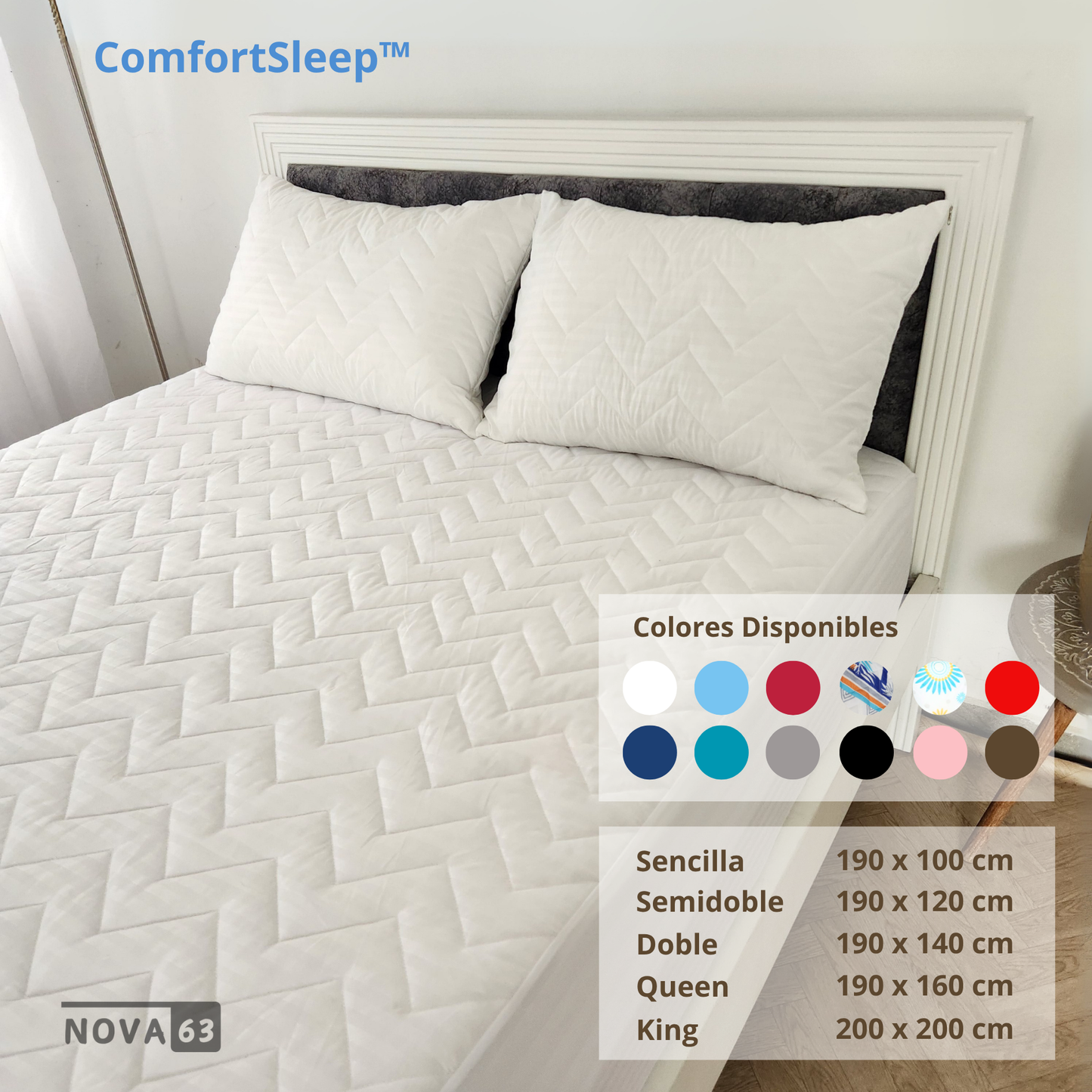 PROTECTOR DE COLCHÓN ACOLCHADO - ComfortSleep™ (Incluye 2 fundas GRATIS)