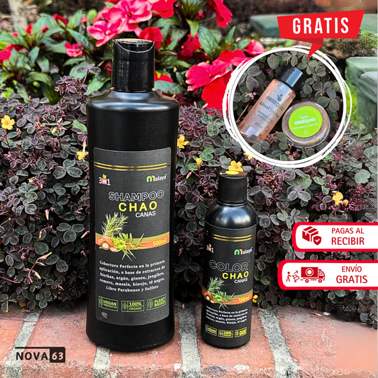 CHAO CANAS® - Shampoo + Tratamiento activador + 2 Obsequios